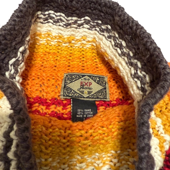 Vintage EXP Jeans No.4 Striped Mock Turtleneck Sweater Women’s Large Boho Retro - Picture 6 of 12